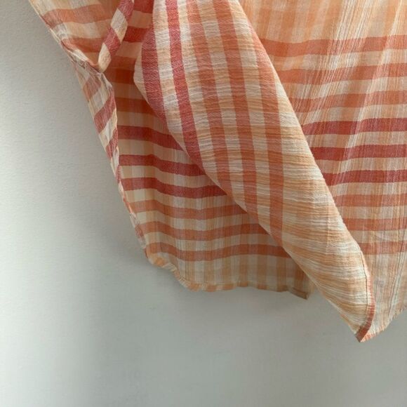 Madewell Pink Coral Central Tunic Shirt in Ombré Gingham Check Button down XS - Picture 16 of 16